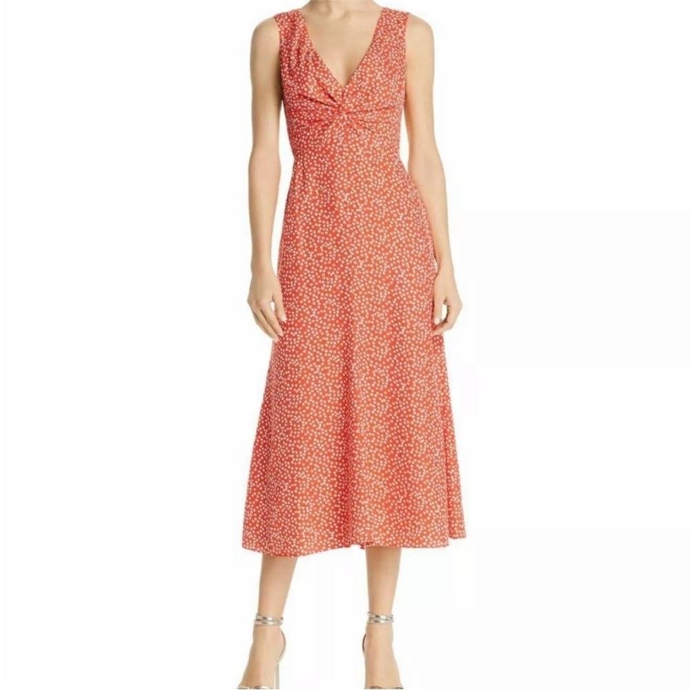 Rebecca Taylor Blood Orange & White Floral Maxi Dress Size 12